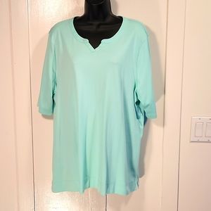 L.L. Bean Lt. Turquoise 3X Cotton Tunic. NWOT.